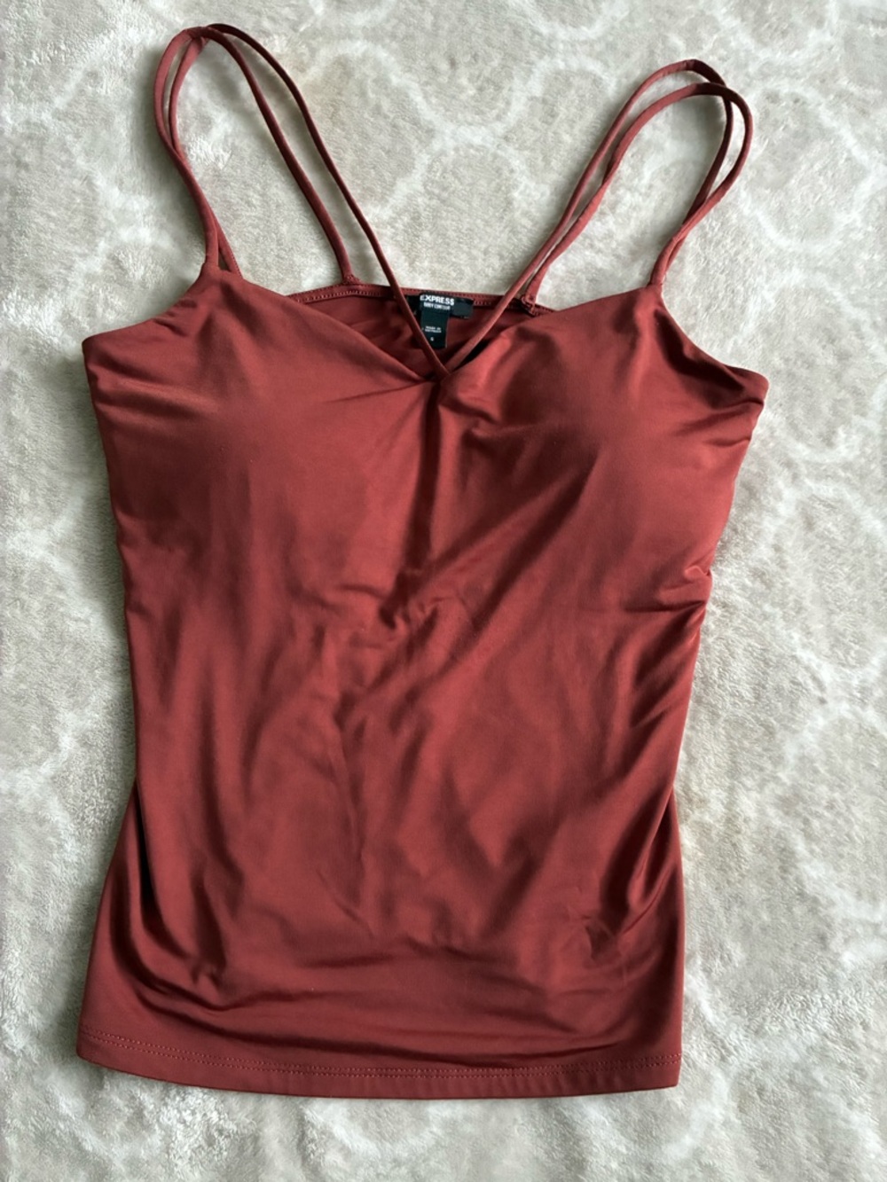 Express Rust Body Contour Double-Strap V-Neck Cami